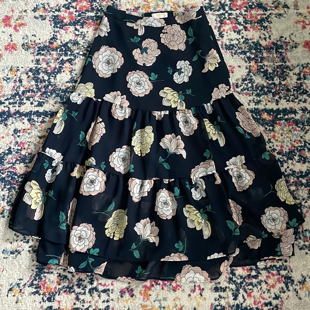 Loft Midi Floral Skirt